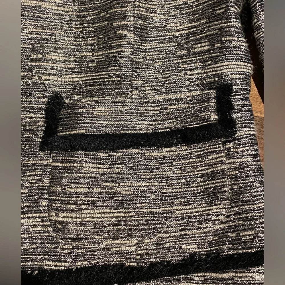 Kate Spade New York Carine Fringe-Trim Tweed Jacket, Size 10